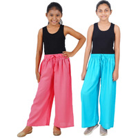 Happy Bunny Stylish Rayon Blend Girls Palazzo Pants, Skin Friendly, Party & Outdoor Wear, Solid Flowy, Mild Shine - Regular Fit, Full Length.