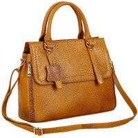 Hyatt Leather Accessories Natural Leather Top-Handle Satchel Tote Ladies Handbags & Shoulder Sling Bags For Women Office Branded Stylish Latest Size-L-11 X H-10 X W- 5 In (Black) (Tan Mangoo)