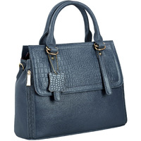 Hyatt Leather Accessories Natural Leather Top-Handle Satchel Tote Ladies Handbags & Shoulder Sling Bags For Women Office Branded Stylish Latest Size-L-11 X H-10 X W- 5 In (Black) (Grey)