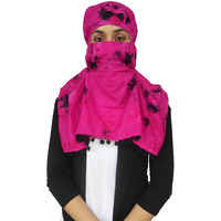 Switchon Rayon Mill Tie Dye Innovative Scarf For Women With Closer 4 Inch Hook And Loop Tape Size Adjustable (Pink_Rani)
