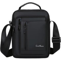 Teesta Oxford Soft Linen Material ManS Casual Cross-Body Small Messenger Sling Bag Adjustable Shoulder Strap ManS Handbag MultipleS Zippers Passport Cards Mobile Pocket 9.5Inch Tablet (Black)