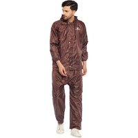 Ben Martin Men's Polyester Adjustable Hood Waterproof Brown Raincoat Or Rainsuit Set - Includes Top And Bottom Size Xl