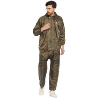 Ben Martin Men's Polyester Adjustable Hood Waterproof Olive Green Raincoat Or Rainsuit Set - Includes Top And Bottom Size Xxl
