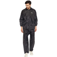 Ben Martin Men's Polyester Adjustable Hood Waterproof Black Raincoat Or Rainsuit Set - Includes Top And Bottom Size Xxl