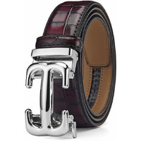 Contacts Genuine Leather Belt For Men With Autolock Buckle - Micro Adjustable Belt Fit Everywhere | Formal & Casual | Elegant Gift Box (Silver)