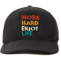 Primebox Head Caps For Men Unisex With Adjustable Velcro Strap Cap Summer Caps Men Sports Cricket Caps, Gym Cap (Black Cap Work Hard Enjoy Life Print)