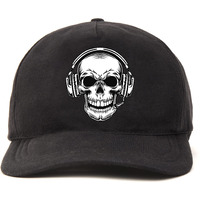 Primebox Head Caps For Men Unisex With Adjustable Velcro Strap Cap Summer Caps Men Sports Cricket Caps, Gym Cap (Black Cap Skull With Headset Print)