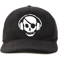 Primebox Head Caps For Men Unisex With Adjustable Velcro Strap Cap Summer Caps Men Sports Cricket Caps, Gym Cap (Black Cap Skull Headphone White Print)