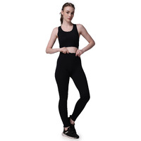 Beastribe - Women's Sports Bra & Track Pant Set For Gym,Yoga, Exercise, Sports| Seamless, Stretchable, Breathable Soft Fabric | Women 2 Piece Tracksuit Sports Bra & High Waist Legging (S, Black)