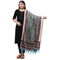 Rani Saahiba Women's Art Silk Kalamkari Dupatta(Skrdd2510_Turquoise)