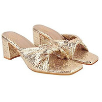 Shoetopia Women's Flat Sandal/Golden /Eu38 / Uk5