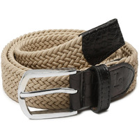 Louis Stitch Men's Sheraton Beige Braided Elastic Stretch Belt With Leather Tipped End Stretchable Canvas Waist Band For Men Women Boys Girls Unisex (26-34 Inch Waist) (Be-El)