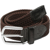 Louis Stitch Men's Brunette Brown Braided Elastic Stretch Belt With Leather Tipped End Stretchable Canvas Waist Band For Men Women Boys Girls Unisex (36-42 Inch Waist) (Be-El)