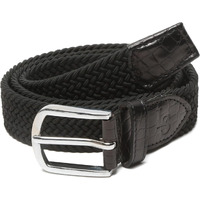 Louis Stitch Men's Jet Black Braided Elastic Stretch Belt With Leather Tipped End Stretchable Canvas Waist Band For Men Women Boys Girls Unisex (26-34 Inch Waist) (Be-El)