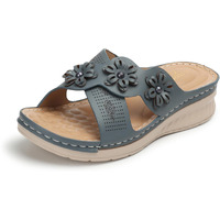 Xe Looks Women's Grey Doctor Slippers | Stylish Floral Design With Cushioned Wedge Sole | Ultimate Comfort And Arch Support Doctor Slippers For Girls & Women