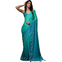 Trendmalls Women's Rangoli Silk Siroski Dual Shade Saree With Unstitch Blouse Piece (K992-Skyblue)