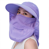 Gustave Women Sun Wide Brim Uv Protection Fishing Hat Foldable Ponytail Summer Hats With Detachable Flaps (Purple)