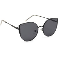 Royal Son Latest Stylish Round Cat Eye Oval Goggles Non-Polarization Sunglasses For Women Girls Ladies (Black Lens) (Medium)