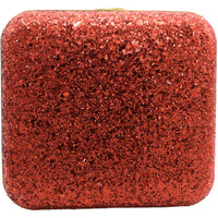 Tooba Handicraft Hand Embroidered Box Clutch Bag Purse For Bridal, Casual, Wedding Bag For Women & Girls (Metallic Red)