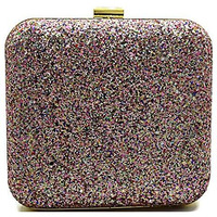 Tooba Handicraft Hand Embroidered Box Clutch Bag Purse For Bridal, Casual, Wedding Bag For Women & Girls (Metallic Light Purple)
