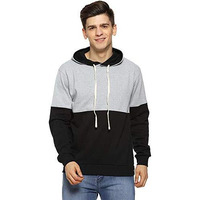 Campus Sutra Men's Cotton Hooded Neck Sweatshirt (Azzw19_Hhh_M_Pln_Blgr_Az_S_Black::Grey_S)