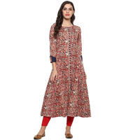Yash Gallery Women's Kalamkari Print Cotton Anarkali Kurta (Blue, Xxxxx-Large)