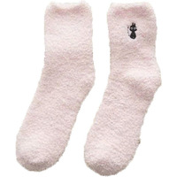The Purple Tree Woolen Fuzzy Cute Cat Emroidery Winter Socks For Women And Girls (Pink) - 1 Pair, Cozy Socks For Women, Cute Socks, Warm Socks