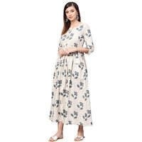 Idalia Cream Floral Printed Dress For Women