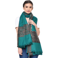 Weavers Villa Women's Kashmiri Acro Wool Self Design Border Shawl (Newgreen), 100Cm X 200Cm