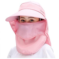 Gustave Net Women Sun Wide Brim Uv Protection Fishing Hat Foldable Ponytail Summer Hats With Detachable Flaps Pink, Free Size