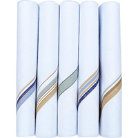 Caruso Italy Men's Premium 100% Pure Cotton Handkerchief White Base Colored Border - Pack Of 5 (46X46 Cm)