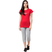 Funday Fashion Women's Cotton Blend Printed Nightwear Set (Sys-8006-08_Red_S)