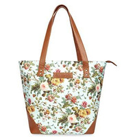 Sakwoods Women Printed Canvas Green Floral Tote Bag (Green)