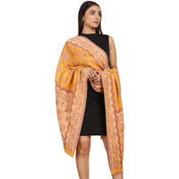 Swi With Label Women's Kashmiri Jamawar Woven Wool Stole (Jr530_Yellow_Free Size)