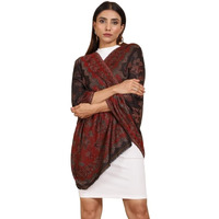 Swi With Label Women's Kashmiri Jamawar Woven Wool Stole (Jr530_Black_Free Size)