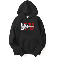 Adro Never Give Up Design Printed Hoodies/Sweatshirts For Men & Women (H20-M-Ngu-Bl_Black_M)