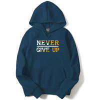 Adro Never Give Up Design Printed Hoodies/Sweatshirts For Men & Women (H20-M-Ngu-Sb_Teal_S)