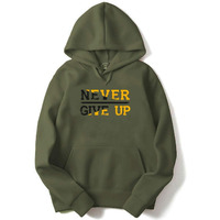 Adro Never Give Up Design Printed Hoodies/Sweatshirts For Men & Women (H20-M-Ngu-Ol_Olive_Xl)