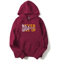 Adro Never Give Up Design Printed Hoodies/Sweatshirts For Men & Women (H20-M-Ngu-Mr_Maroon_2Xl)