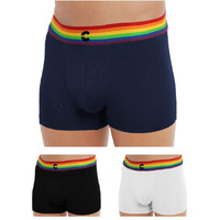 Freecultr Men's Underwear Anti Bacterial Micromodal Airsoft Trunk - Non Itch No Chaffing Sweat Proof (Pride Waistband) Size S Pack Of 3-Pride Cloud White,Pride Pot Black,Pride Prussian Blue