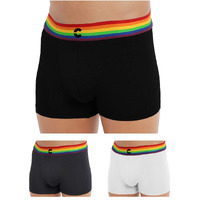 Freecultr Men's Underwear Anti Bacterial Micromodal Airsoft Trunk - Non Itch No Chaffing Sweat Proof (Pride Waistband) Size S Pack Of 3-Pride Cloud White,Pride Ash Grey,Pride Pot Black