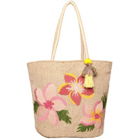 Astrid Embroidered Floral Jute Tote Bag For Women And Girls With Zip, Tassels, Internal Zipper And Completely Biodegradable