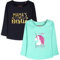 Real Basics Girls Regular Fit Full Sleeves Tshirt (Rb-G-Ftop-P2-1314-S2_Fba_Multicolour_13-14 Years)