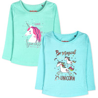Real Basics Girls Regular Fit Full Sleeves Tshirt (Rb-G-Ftop-P2-910-S9_Fba_Multicolour_9-10 Years)