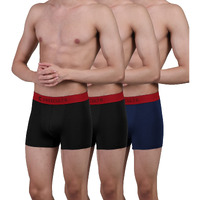 Freecultr Men's Underwear Anti Bacterial Micromodal Airsoft Trunk - Non Itch No Chaffing Sweat Proof (Royal Black, Royal Black, Royal Blue) - Pack Of 3, 100% Try On Guarantee - Made In Bharat