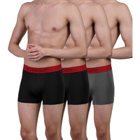 Freecultr Men's Underwear Anti Bacterial Micromodal Airsoft Trunk - Non Itch No Chaffing Sweat Proof (Royal Black, Royal Black, Royal Grey) - Pack Of 3, 100% Try On Guarantee - Made In Bharat