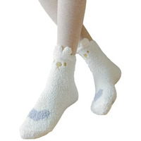 The Purple Tree Bunny Paw Woollen Fleece Socks For Women And Girls (1 Pair, White) Winter Socks, Cute Socks, Girly Socks, Fuzzy Socks, Warm Socks, Best Gift For Girls - Regular