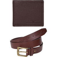 Urban Forest Stannis Brown Leather Wallet & Brown Casual Leather Belt Combo Gift Set For Men