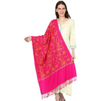 Weavers Villa Women's Kashmiri Aari Embroided Floral Cashmilon Stoles, Shawls, Wraps, 70Cm X 200Cm