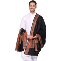 Weavers Villa Men's Woven Acro Wool Gents Shawls, Muffler, Stoles For Men (Black), 100Cm X 200Cm